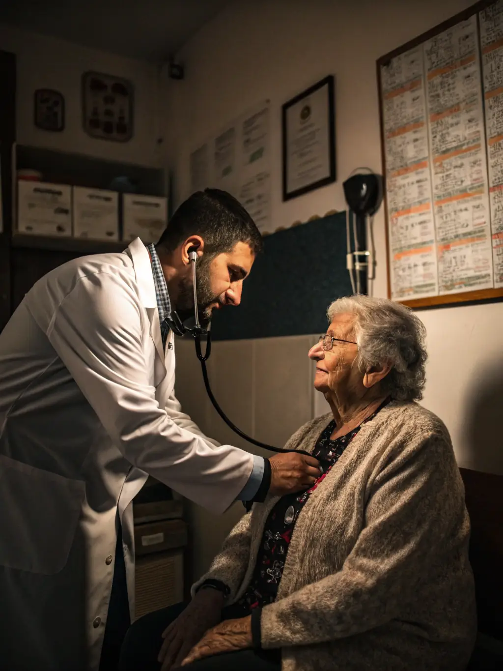 A doctor examining a patient in a clinic, symbolizing Medicare Part B coverage for medical services.