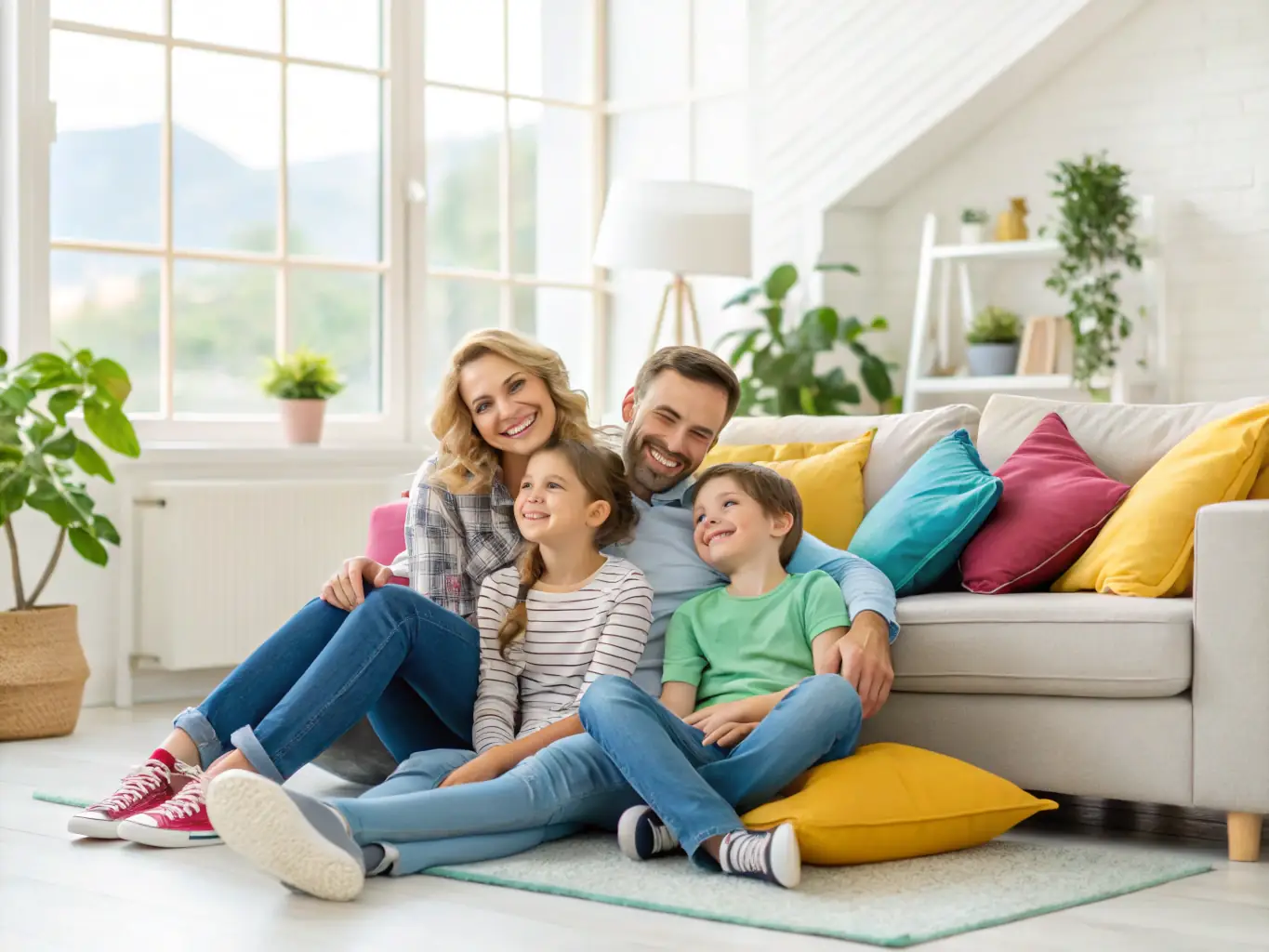 A family with healthy smiles, highlighting the importance of comprehensive dental coverage for all ages.