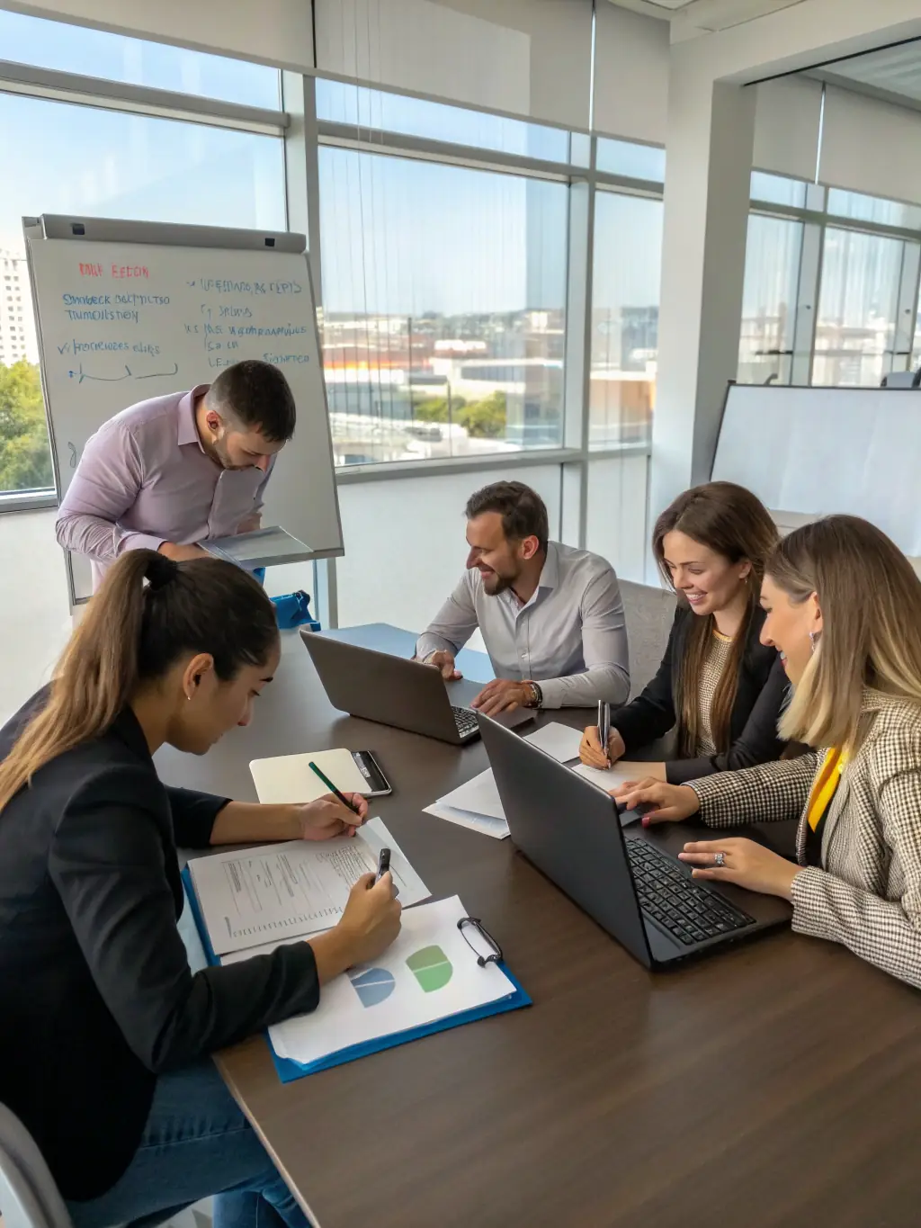 A photograph illustrating a joint venture, showing two companies working together on a specific project, sharing risks and rewards in a balanced manner.