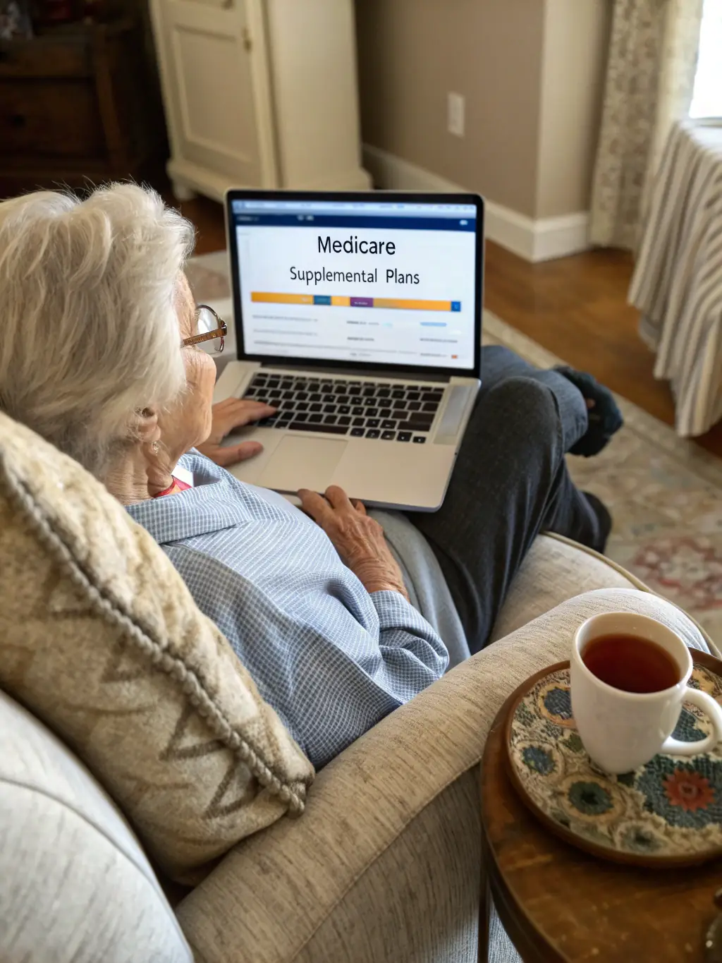 A person reviewing different Medicare plan options on a tablet, representing Medicare Advantage plans.